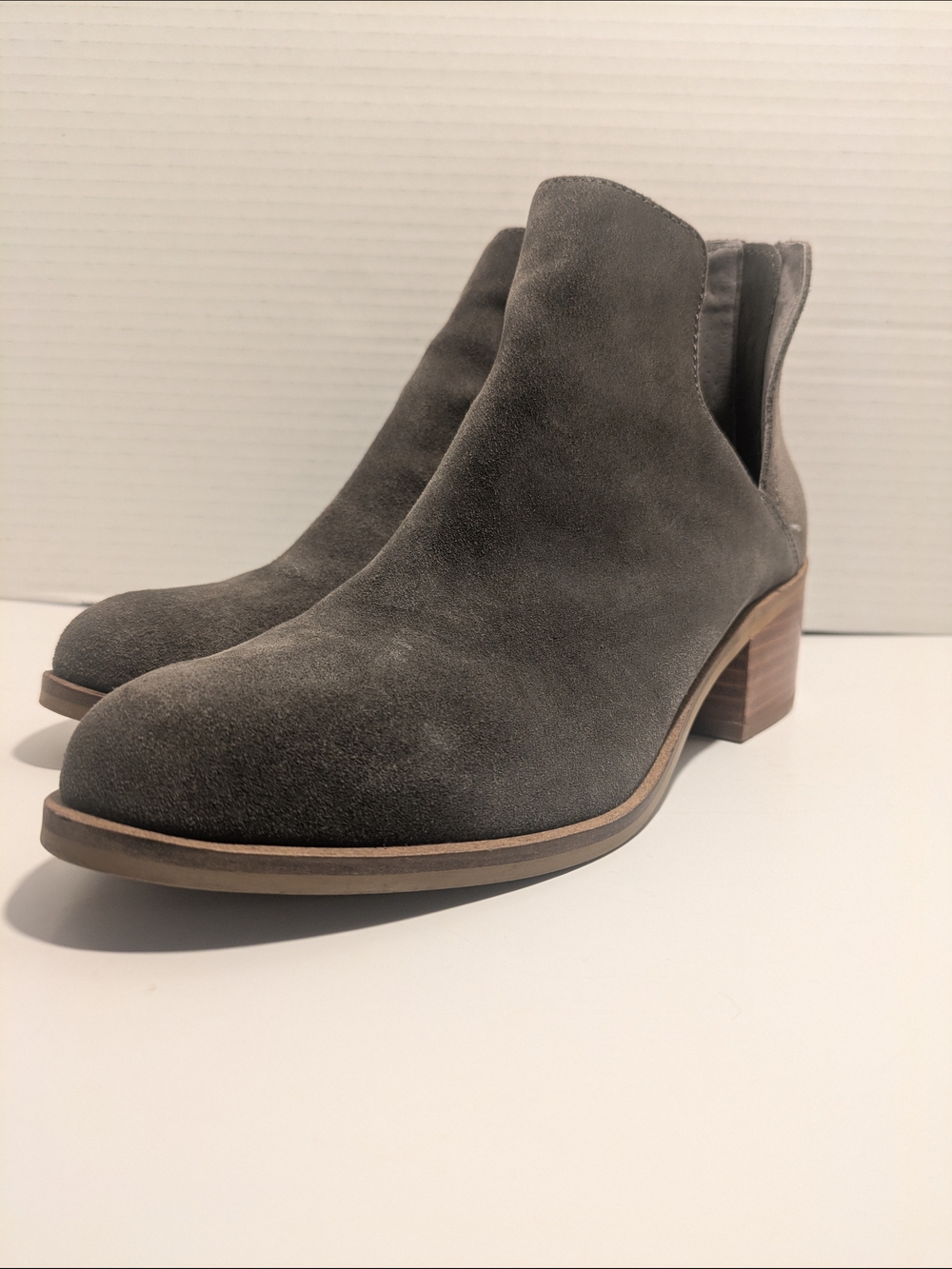Steve Madden Gray Suede Ankle Booties with Low Stacked Heel
